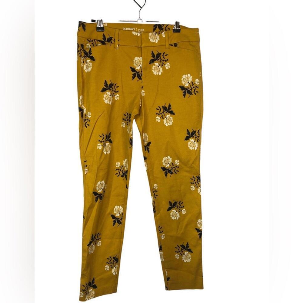 Old Navy Pixie Cropped Pant Mid Rise Fun Gold Floral